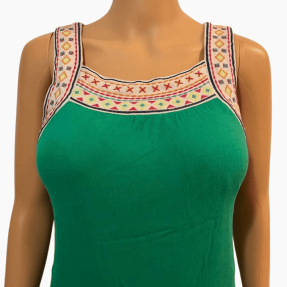 Flying Tomato Green Mini Sundress Boho Open Back Pattern Straps Sz 4 - Picture 5 of 10